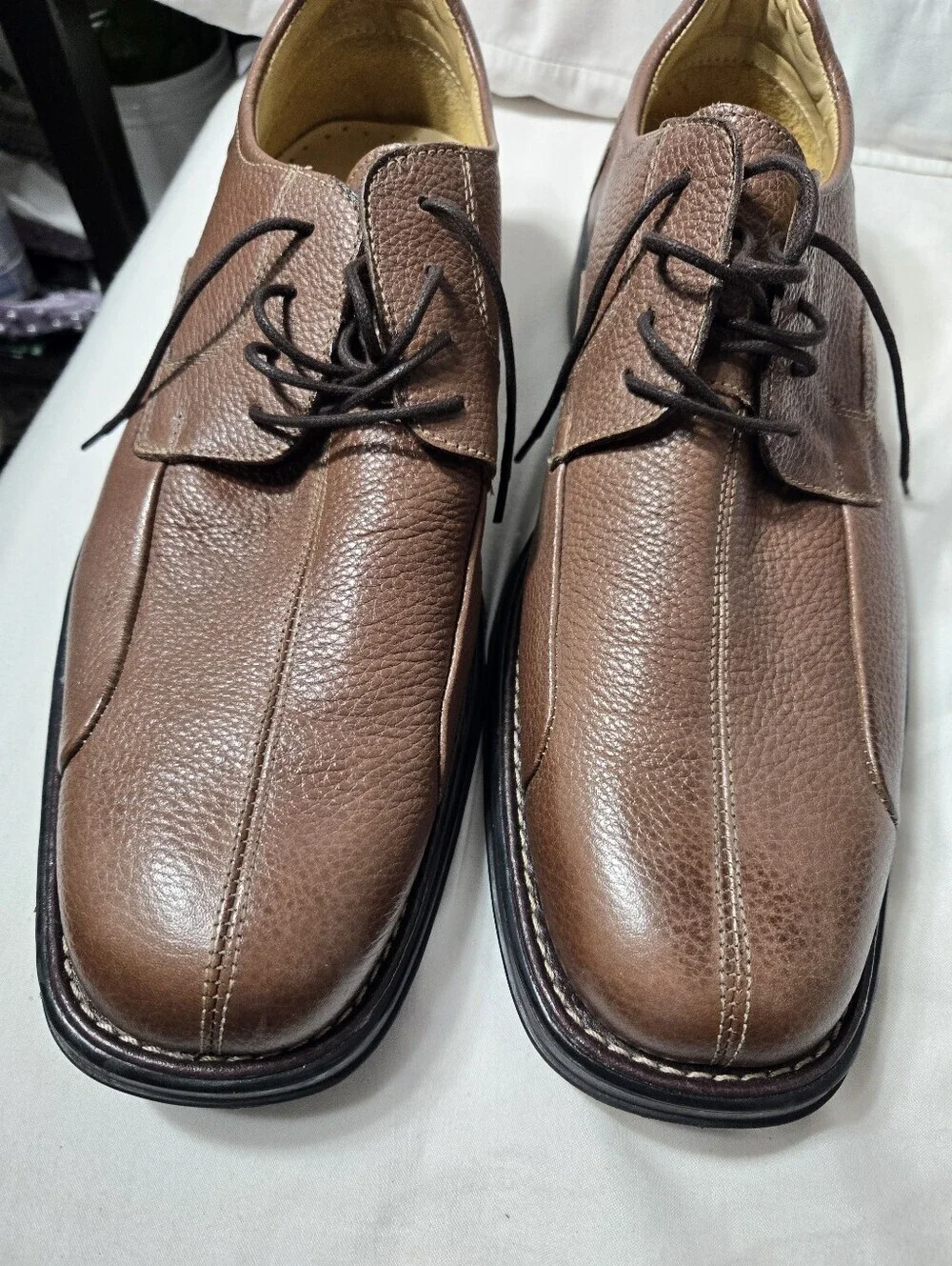 Belvedere Baybridge Men's Brown Pebbled Leather Tied Shoe sz 15D